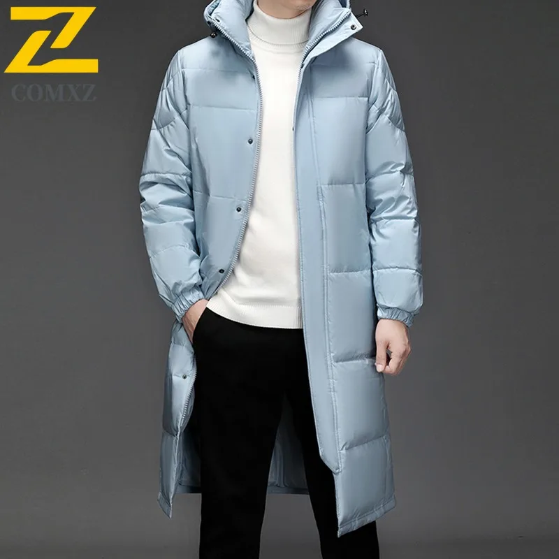 COMXZ 2025 Premium Men Mid-Length Jacket American Style Premium Feel Lapel Coat breathable lightweight Warm Leisure windbreaker