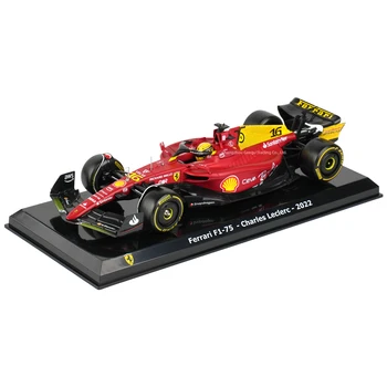 Bburago 1:24 페라리 F1-75 F1 Raing 아부다비 그랑프리 2022 Charles Leclerc 포뮬러 카 정적 다이캐스트 합금 모델 