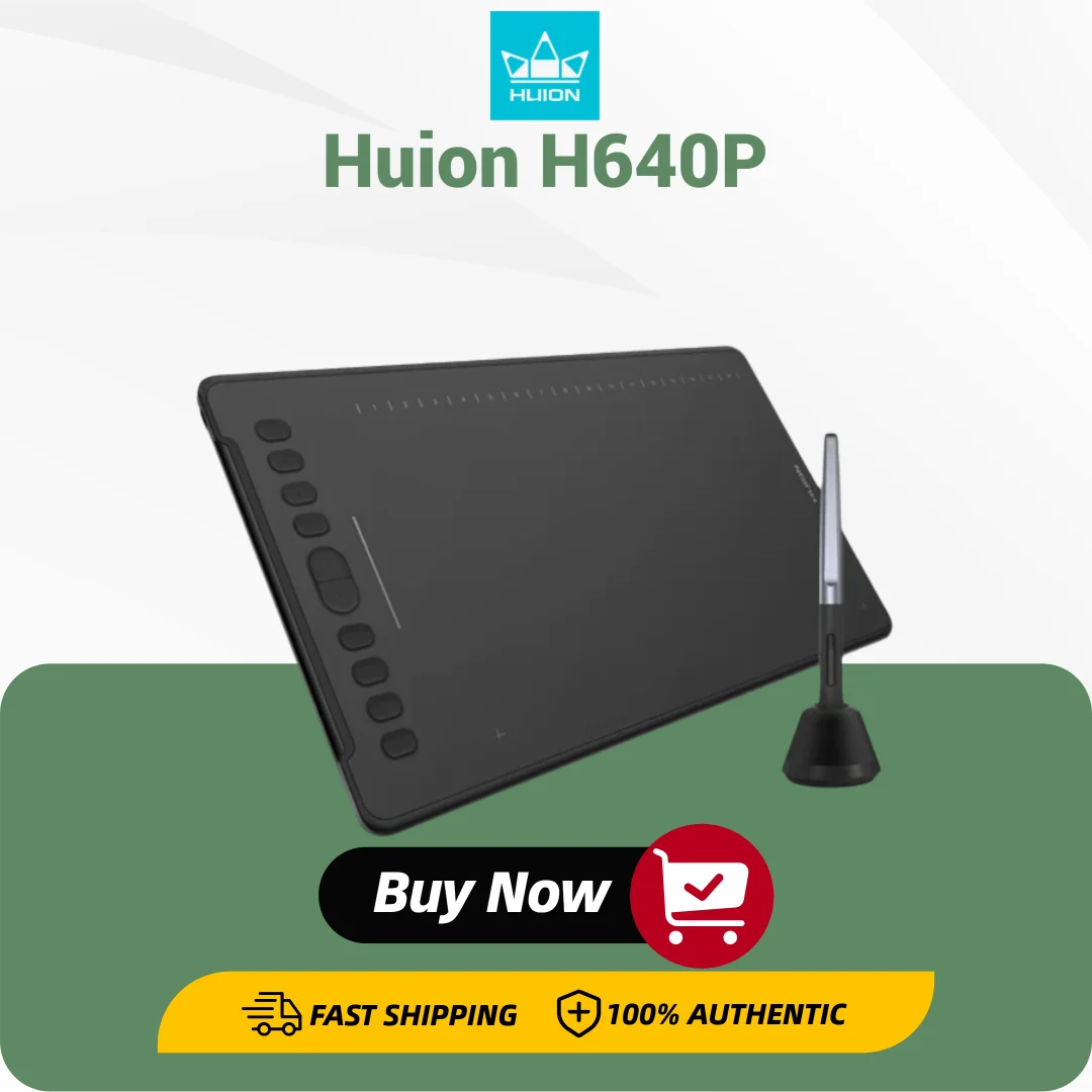 HUION-Tabletas de dibujo Inspiroy H640P, Tablet gráfica con 8192 niveles de presión, lápiz óptico Digital sin batería, con USB-C OTG