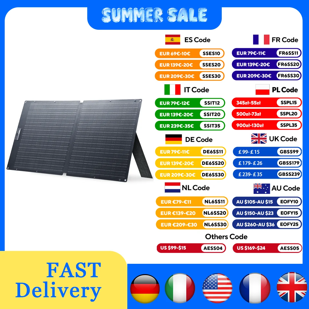 ALLPOWERS SE100 Foldable Portable Solar Panel 100W Solar Battery Charger Outdoor Emergency Backup Power for Powerstation etc