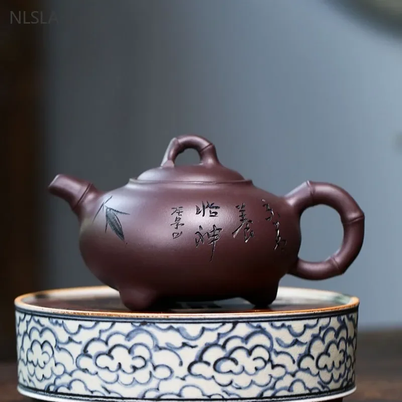 

360ml Chinese Yixing Purple Clay Teapot Hand Carving Beauty Kettle Home Filter Tea Infuser Customized Zisha Teaware Gifts