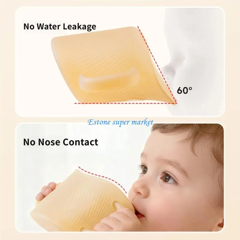 090B Soft Silicone Angled Cup For Babies Easy Drinking Learning With Slip Resist Base