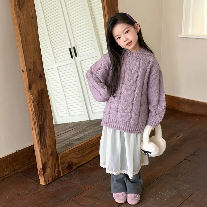 

Вязаный топ для девочек, осенне-зимний свитер с атмосферой в стиле ретро, нежный томный стиль, текстура, свитер с жареным тестом