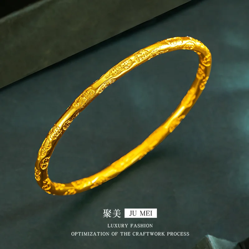 

Золотой браслет для женщин из настоящего золота 9999 пробы (24K) в стиле Gold Shop, дизайн Qiankun Circle, изысканный подарок, красивое украшение