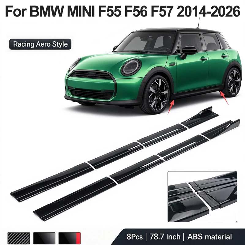 78.7inch/2m Sectional Side Skirt Extension Lips For BMW MINI F55 F56 F57 2014-2026 2015 Racing Side Spoiler Car Mod Body Kit