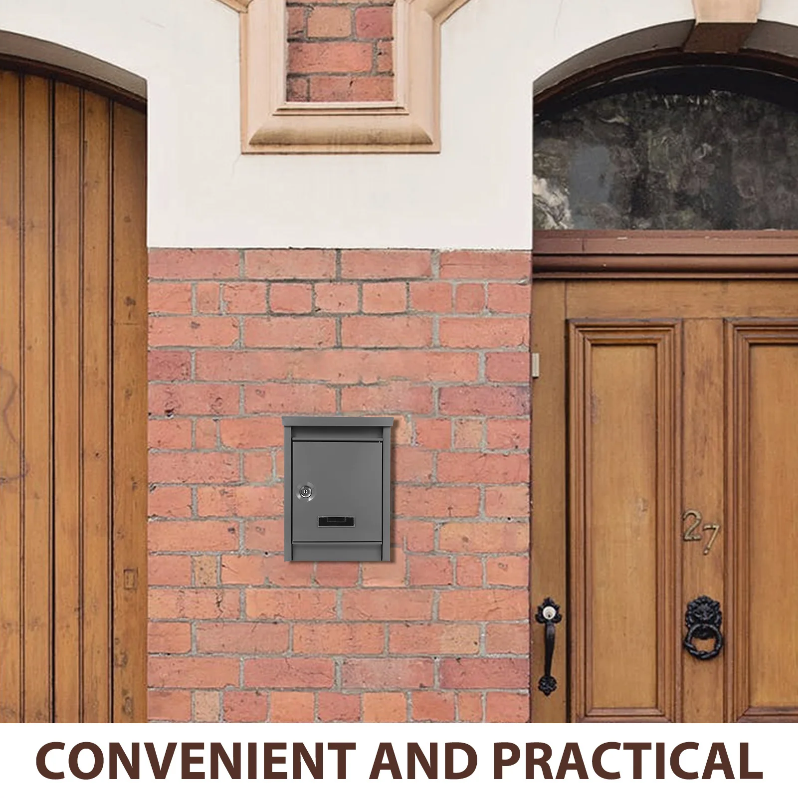 

Elegant European Villa Mailbox Wall Mounted Waterproof Iron Lockable Black Large Capacity Secure Easy Install Mailbox with Lock