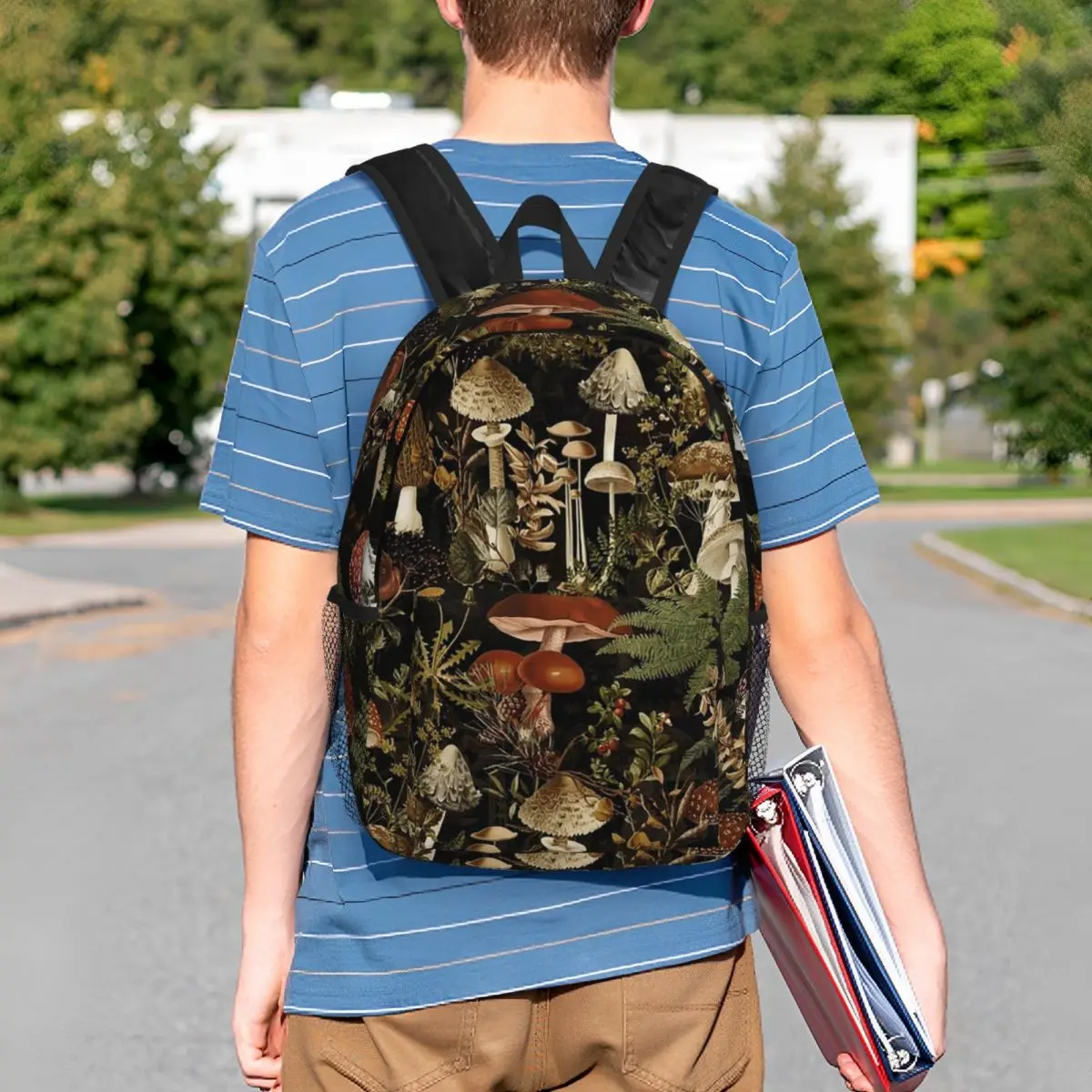 Midnight Mushrooms Forest Botanical Night Garden Rucksack, Studenten-Büchertasche, Schultasche für Jungen und Mädchen, Computer-Umhängetaschen