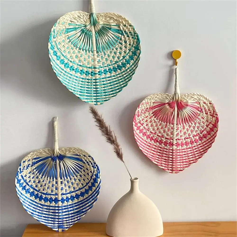 1PC Rattan Fan Handmade Straw Woven Fans Craft Summer Cooling Fan Mosquito Repellent Manual Straw Hand Fan Bamboo Home Decor