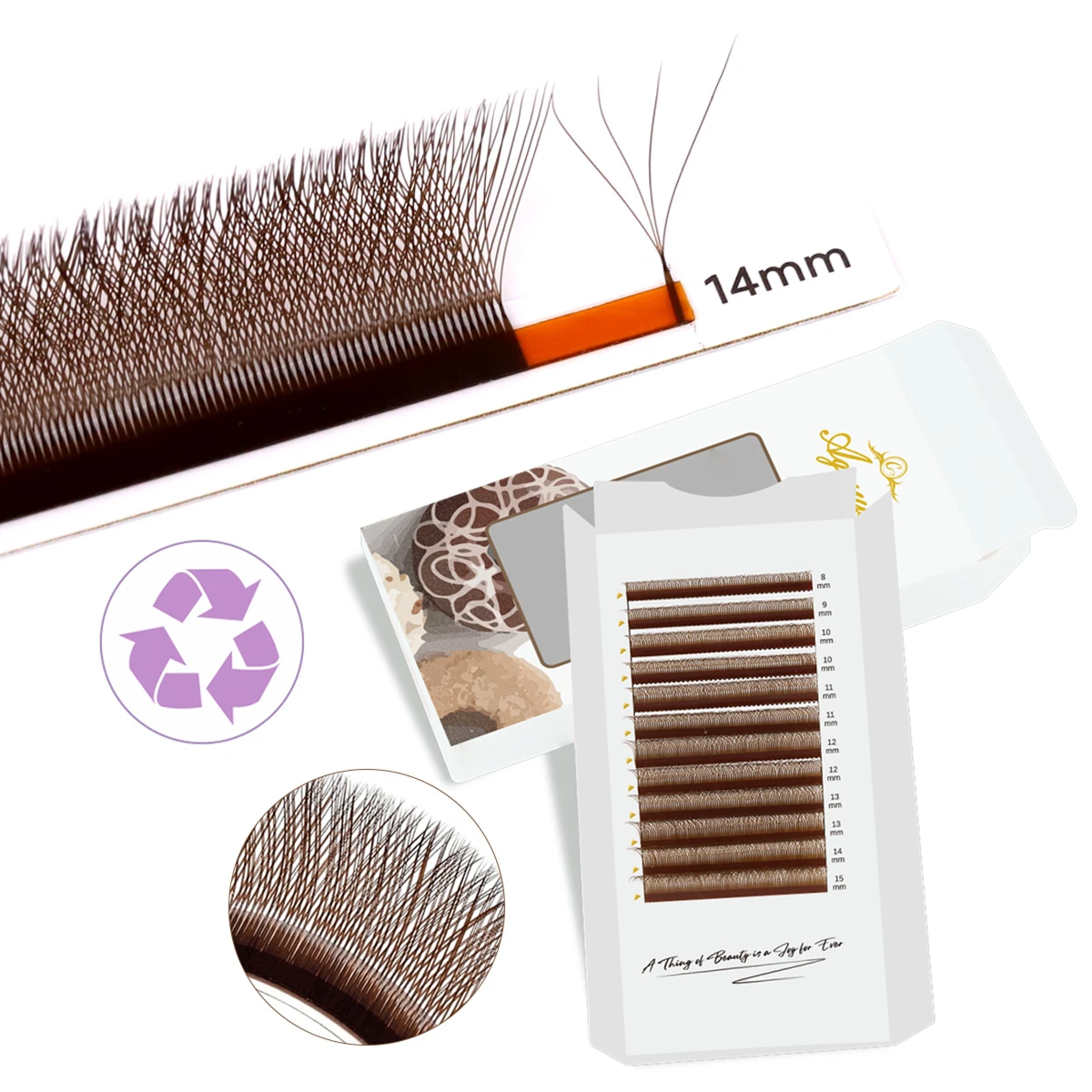 

AGUUD NEW Dark Brown W Shape Eyelash Extensions 4DW Premade Volume Fans Clover Bloom Soft Lash Extensions Eco-friendly Packaging