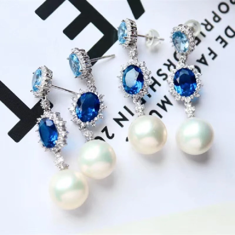 Gorgeous 925 Sterling Silver Earrings Base Findings Mountings Jewelry Mounts Fittings Women's Accessories for 9-12mm Pearls