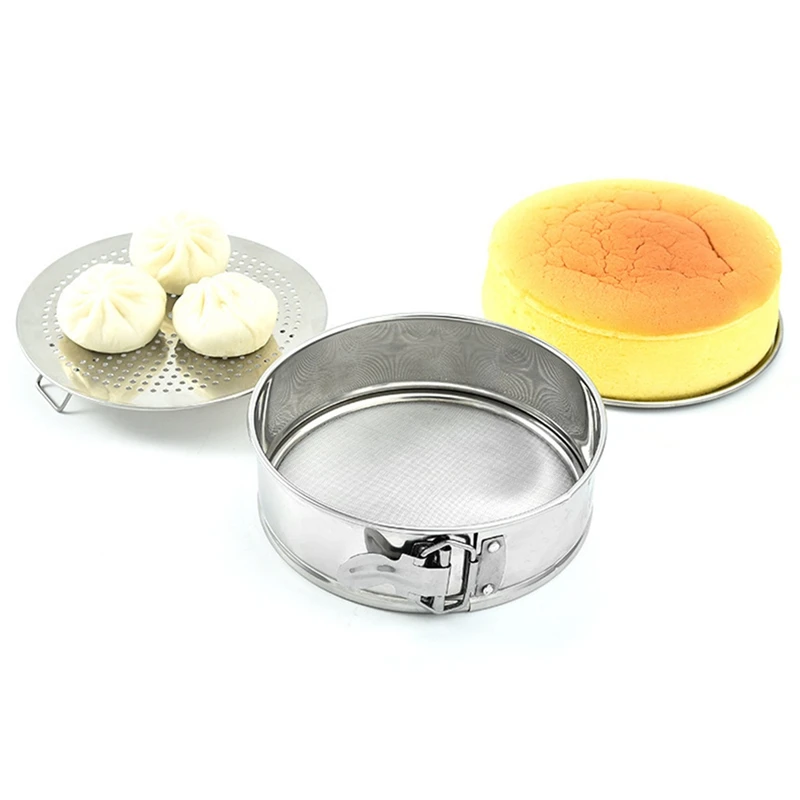 3-In-1 Cake Mold Steel Flour Sieve Steamer Multifunctional Cake Mold Baking Tool Cake Pan