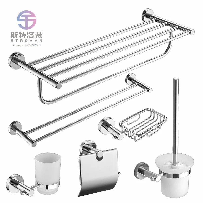 

SUS 304 stainless steelChrome Bathroom Accessories Set Washroom Stainless Steel Bath Hardware Sets
