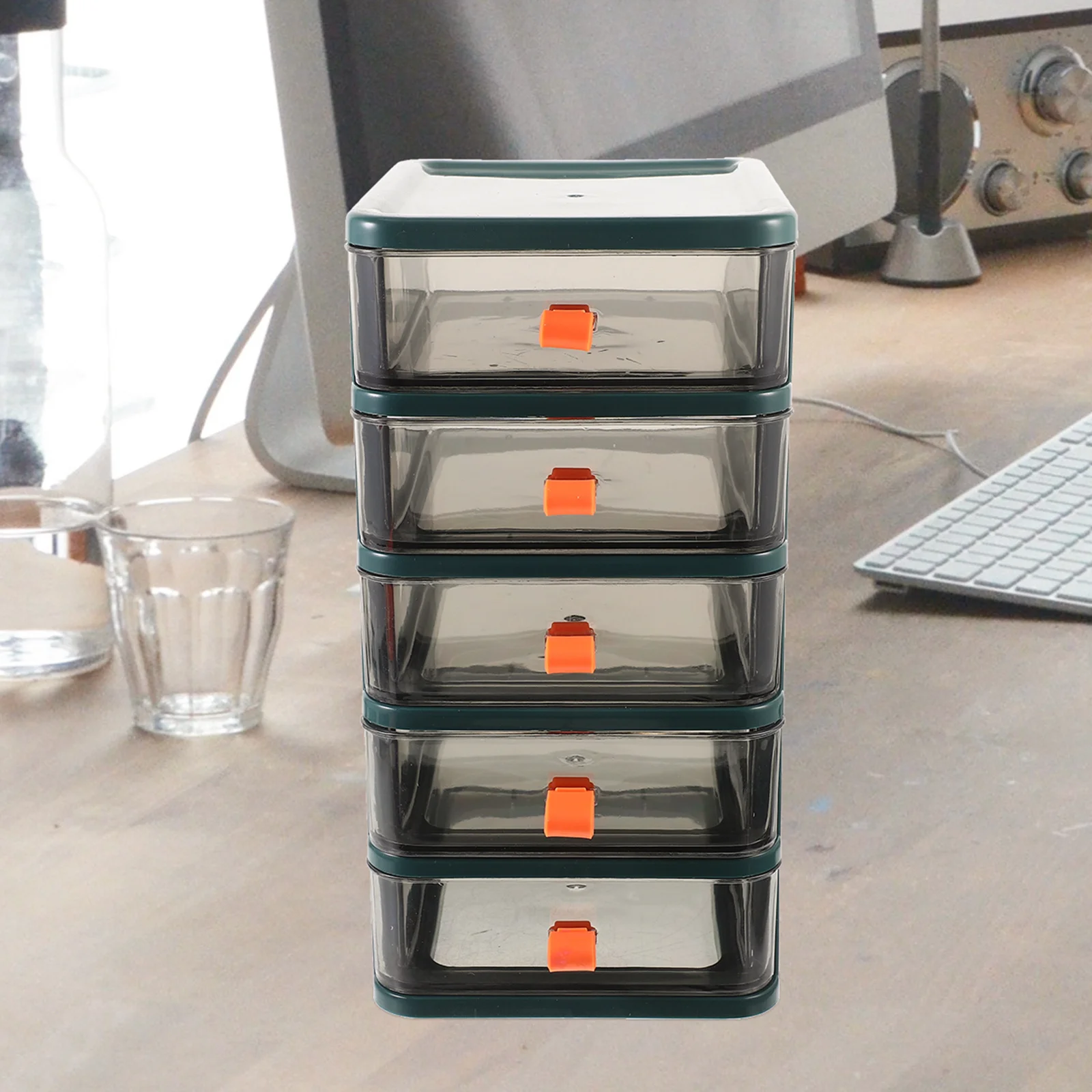 Table Organizer with Drawers Large Plastic Storage Case for Desk Sundries Makeup Organizer Clear Drawer Type Storage Solution