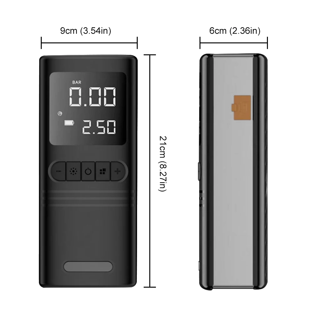 Bomba infladora de carro portátil, 150psi, usb, recarregável, jump starter, compressor de ar de bicicleta, display de energia para automóvel, bola de bicicleta