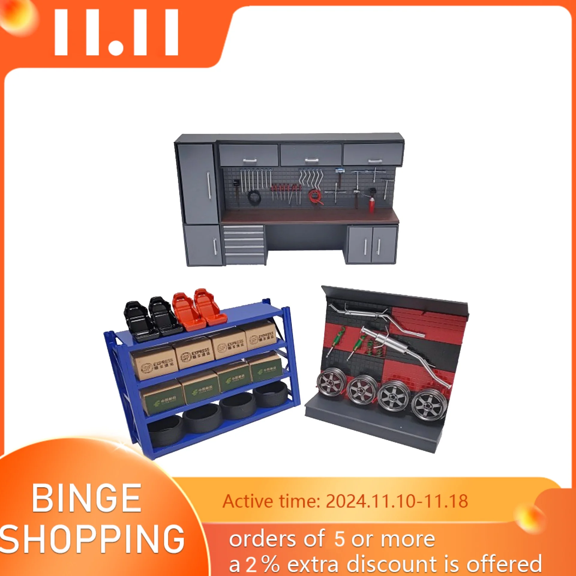 

1/18 Diorama Garage Model Combined Tool Cabinet Advanced Set Display Scene Model