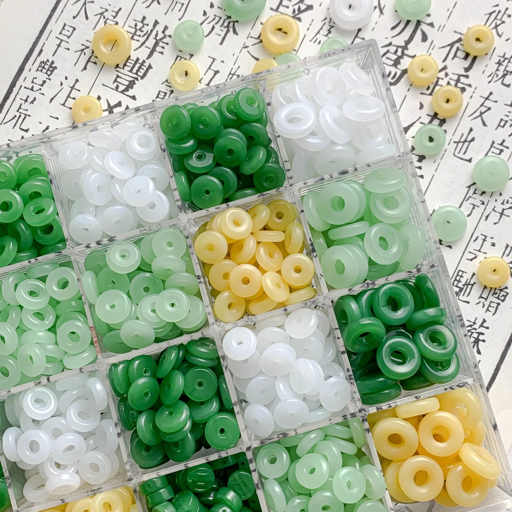 30pcs  Small Round Jade Beads Circle Earring Accessories Supplies for Jewelry Making Pendant Bracelet Necklace Diy Handmade