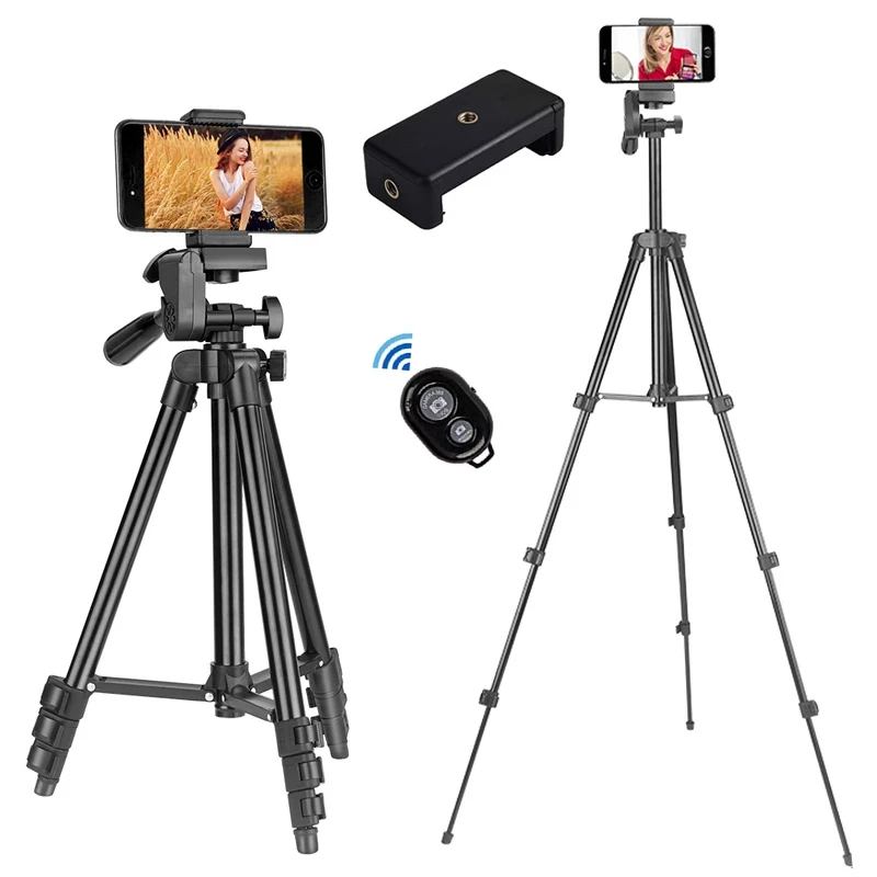 Trípode profesional para teléfono, soporte de fotografía para cámara DSLR, grabación de vídeo, Xiaomi, HUAWEI, iPhone, Gopro, con control remoto para Selfie, 102cm