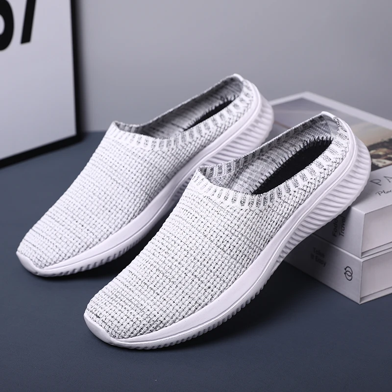 Summer Mesh Men Casual Shoes Breathable Half Loafers Fashion Outdoor Indoor Slippers Women Flats Comfortable Couple Sneakers