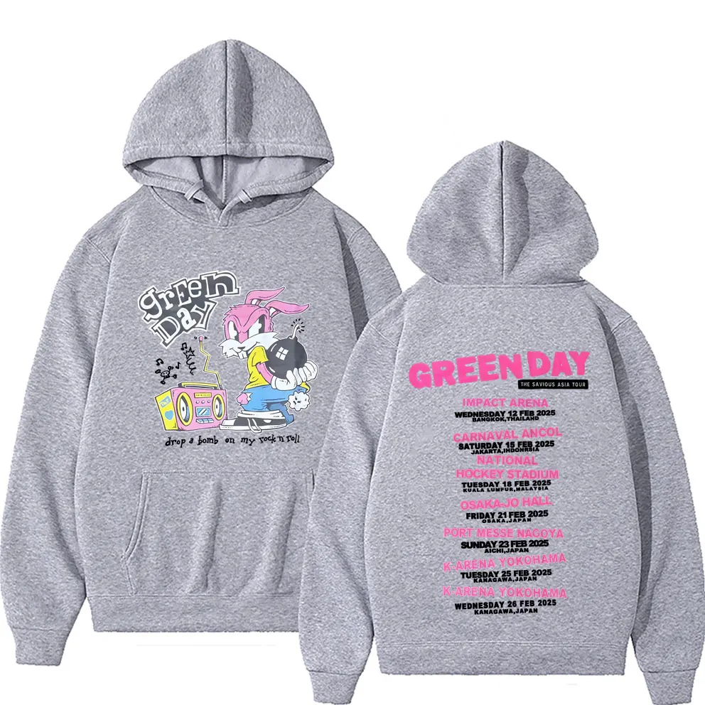 Punk Band Green Day The Savious Asia Tour Hoodie Men Women Cartoon Rock Oversized Pullover Men's Fashion Fleece Cotton Hoodies