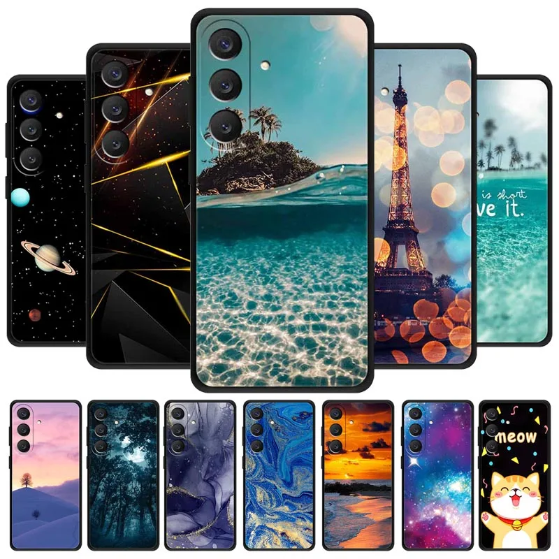 For Samsung Galaxy A18 4G Case Original Soft Silicone TPU Phone Cases SamsungA18 SM-A185F Shockproof Flowers Back Cover Fundas