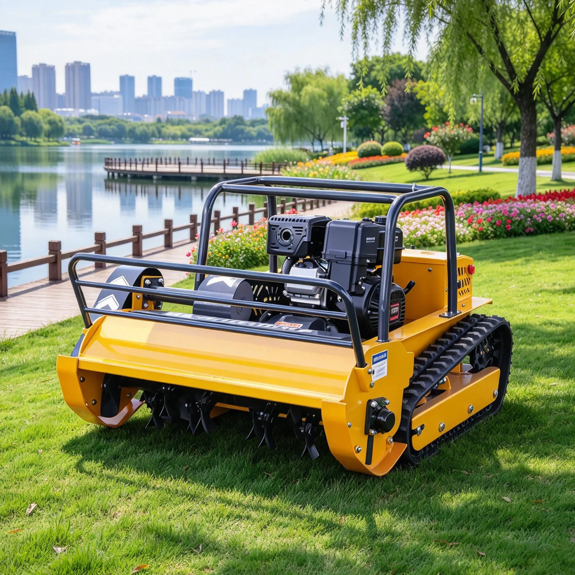 Customized shrub land wireless robot mower flail mower with thickened blade set, excellent effect on wild bush and thick grass