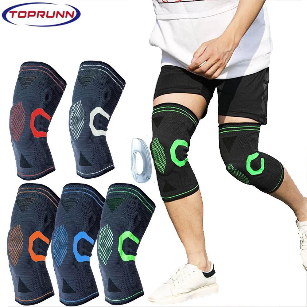 Silicone Padded Knee Pads Supports Brace Basketball Fitness Meniscus Patella Protection Kneepads Sports Safety Knee Sleeve