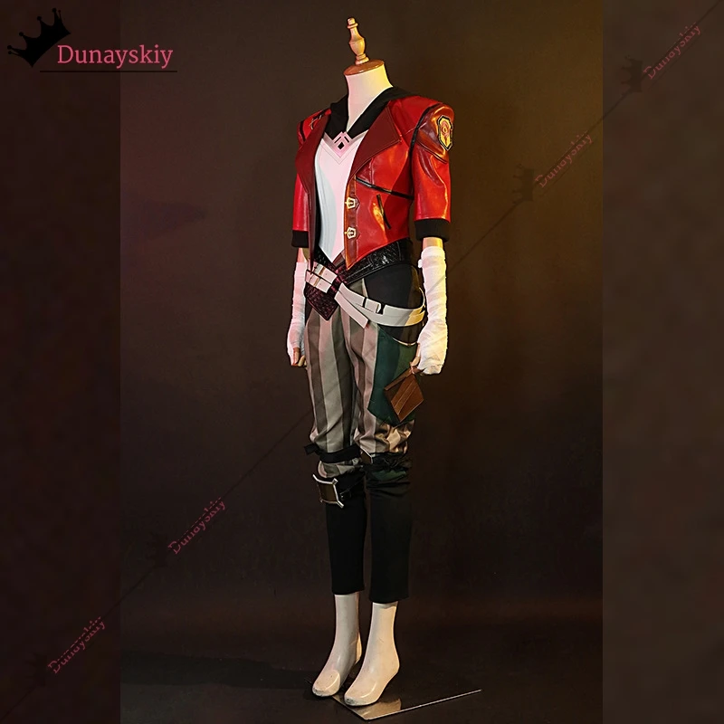 LOL Arcane Vi Cosplay Costume Game Arcane LOL Vi Role-Playing Subdue Red Short Leather Suit Wig Accessory Anime/Halloween Party8