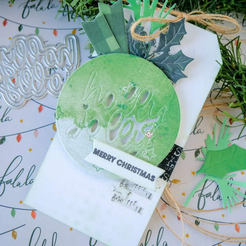 أصبع الحرفية المعادن قطع يموت قطع يموت العفن هولي جولي رسائل قصاصات ورقية كرافت سكين قالب شفرة لكمة الإستنسل يموت #2