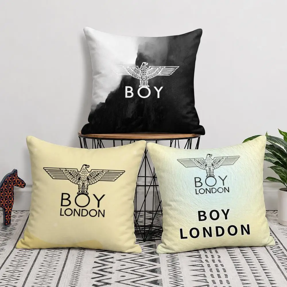 Brand B-BOY LONDON Logo Cushion Cover Silky Short Plush Invisible Zipper Dustproof Sofa Pillow Case For Home Decor