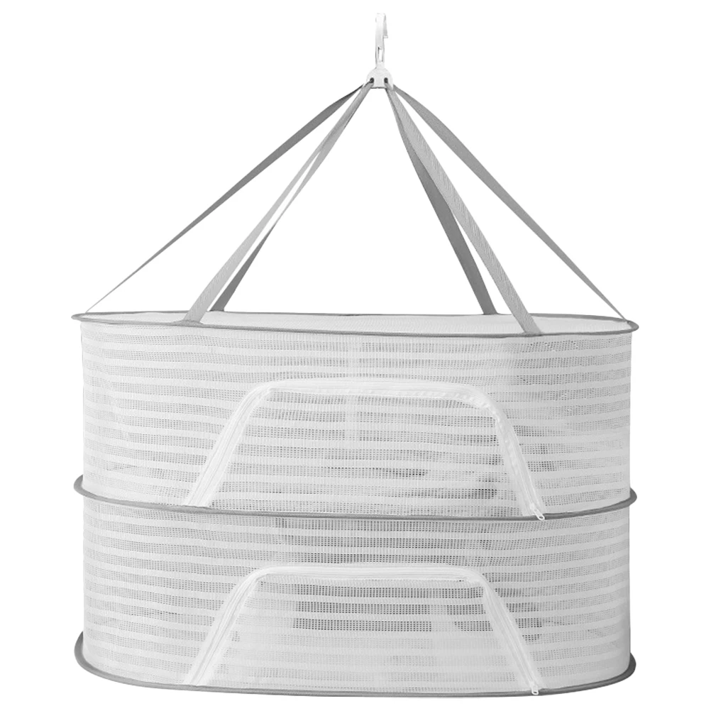 Multi-Layer Foldable Drying Basket White Medium Mesh Hanging Rack Clothes Socks Vegetable Drying Organizer Insect Proof