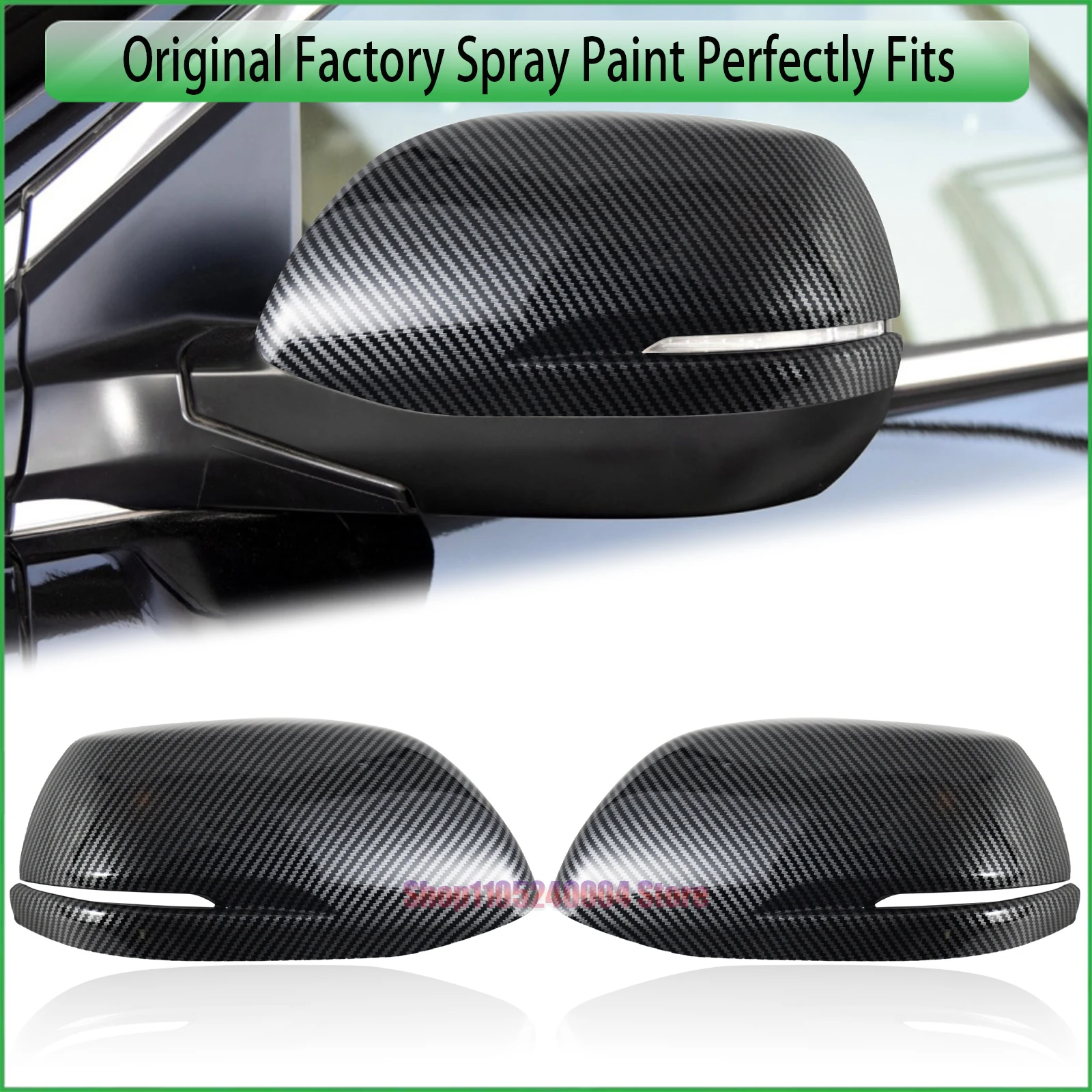 For Honda CRV 2012-2016 Rearview Mirror Cover Caps Pair - Carbon Fiber Pattern - Protects Against Scratches & UV Damage