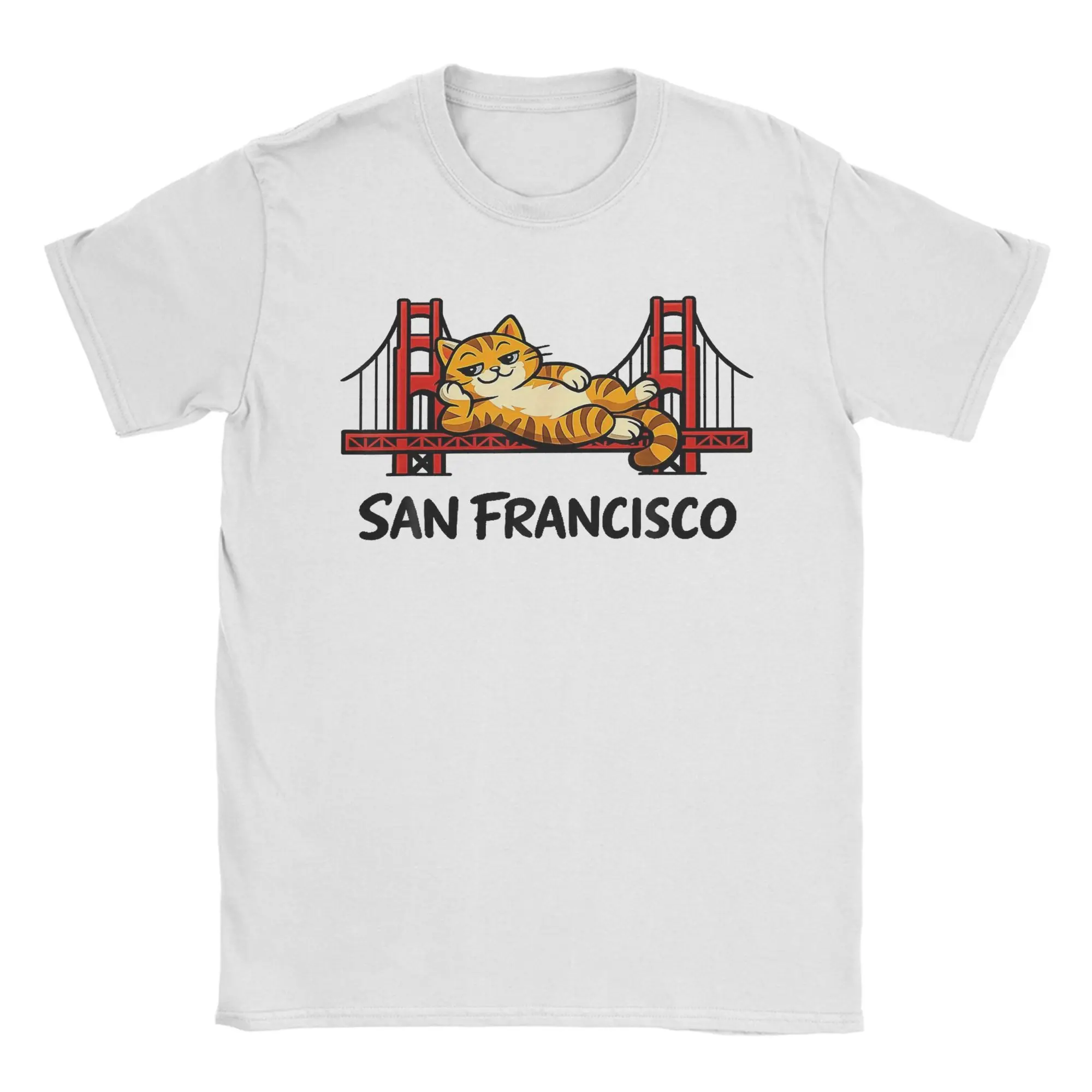 Ryan Gosling Cat San Francisco Bridge Men T Shirt Project Hail Mary Tee Shirt Short Sleeve Round Neck T-Shirts 100% Cotton