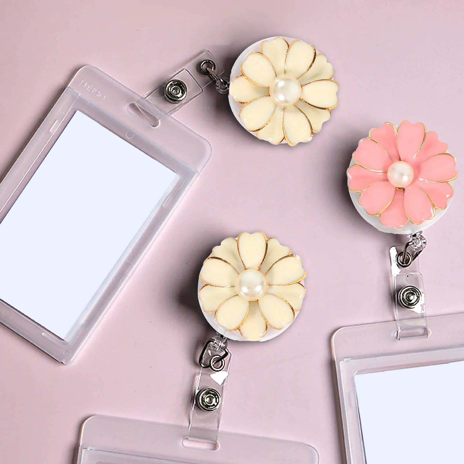 

2pcs Retractable Holder Chest Lanyard For Id Cards Name Tags Nurse Badge Reels Cute Badge Reel Multi-Function Portable Clip