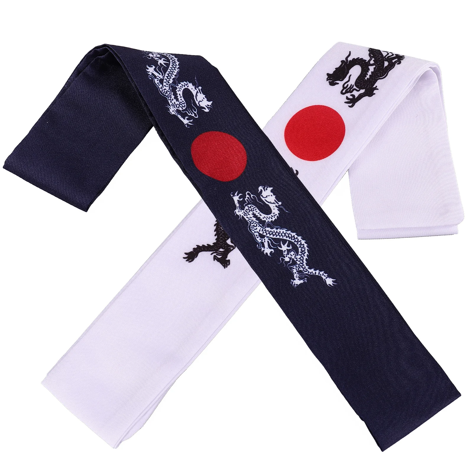 

2pcs Dragon Pattern Headband Japanese Theme Karate Supply Samurai Headband Decorative Headbands Braiders Wide Headbands Chef