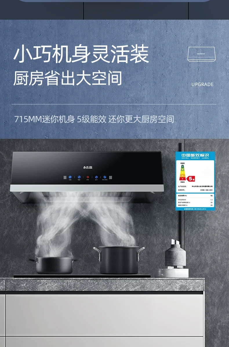 220V Chigo Range Hood Kitchen Auto Clean Strong Suction Range Hood for Home AB