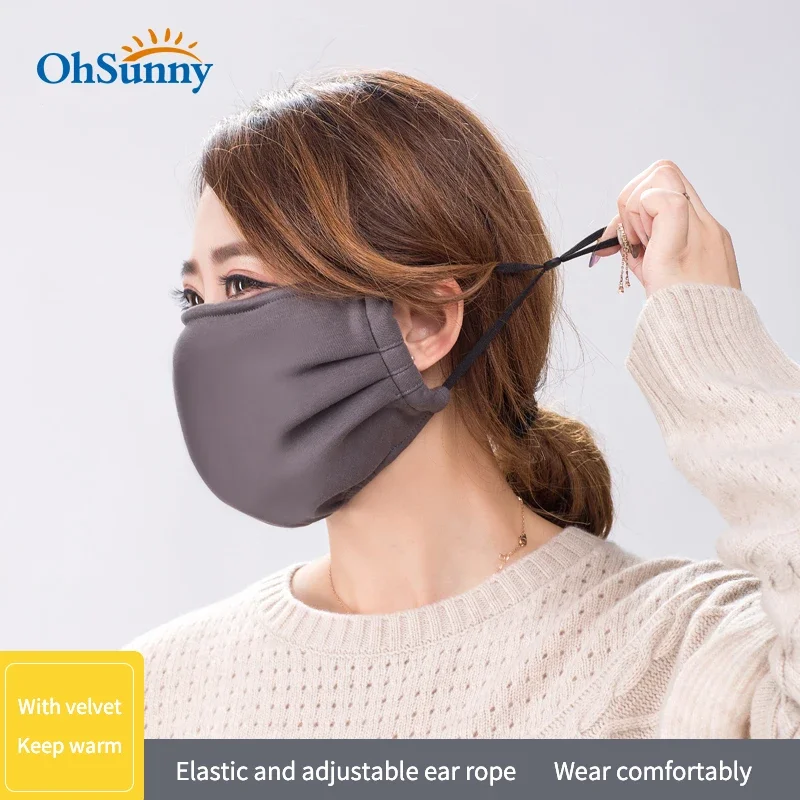 OhSunny maschere per il viso da donna Cover Full face Outdoor antivento caldo con maschera solida in corda per l'orecchio regolabile morbida e traspirante in velluto