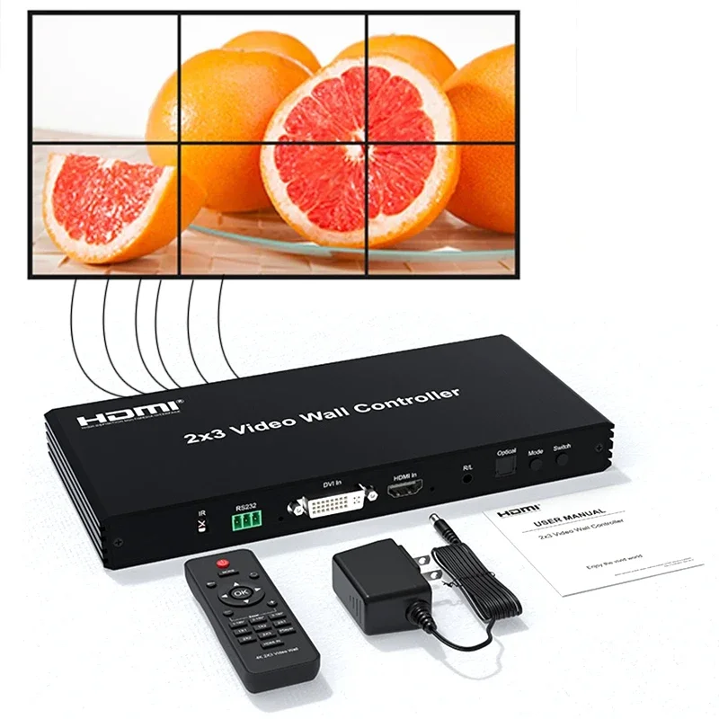 

2x3 HDMI Video Wall Controller 1080p DVI TV Splicer 1X2 1X3 1X4 1X5 2X2 Multi Screen Splicing Processor Video Splicer 180° FLIP