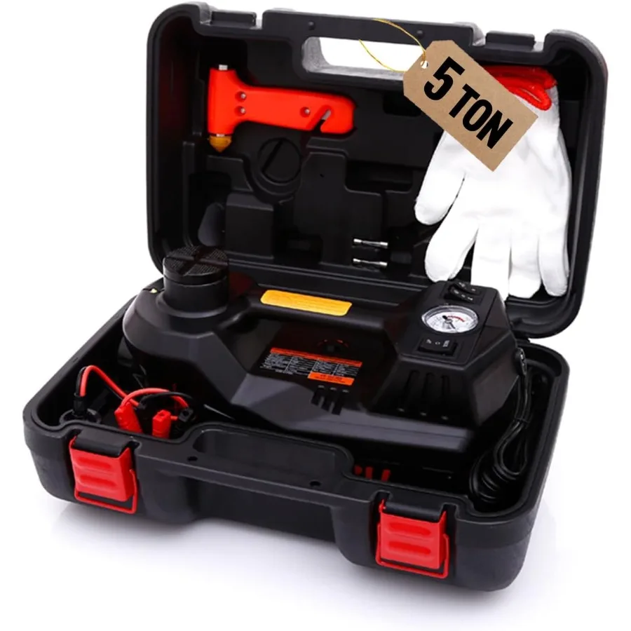 

Electric Car Jack 5 Ton 12V Floor Jack Hydraulic Jack Stand Car Lift Jack with Integrated Tire Pump for SUV Truck Sedan Vehicle