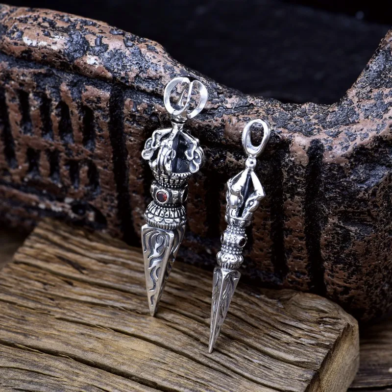 BOCAI New S925 Silver Subduing  Personality Domineering Man Pendant Vajra Pestle Good Luck Jewelry Accessories Selected Gift