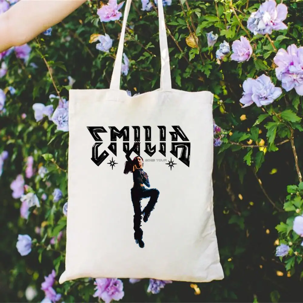 Emilia Mernes Canvas Tote Bags Multipurpose Recyclable Unique Pattern Rustic Charm Eco Friendly Shopping Bag Beach Handmade