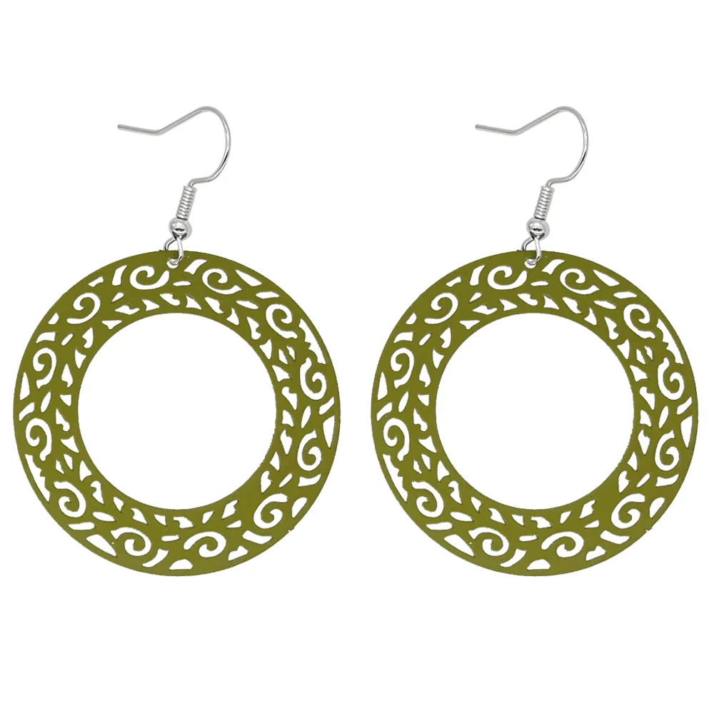 Hollow Out Round Earrings Exquisite Moire Shape Classic Earrings for Women Fashion