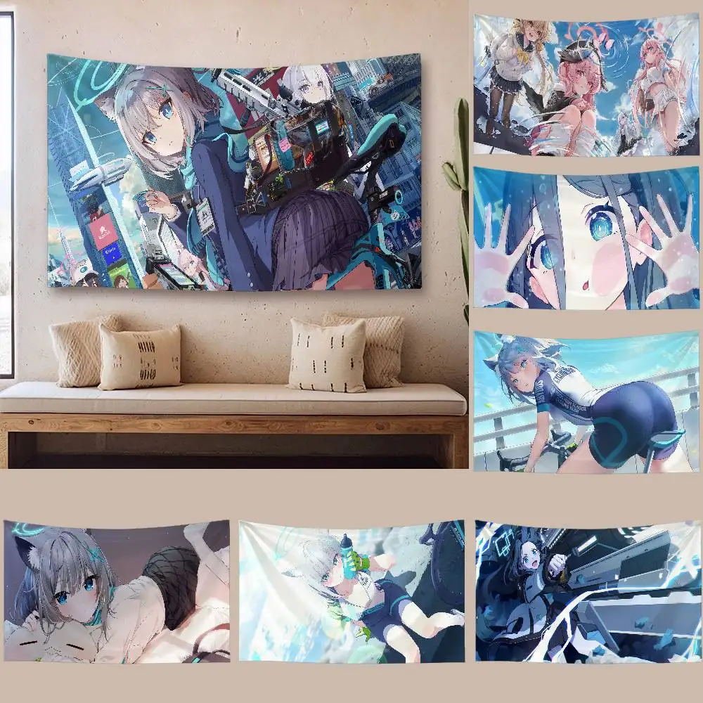 Alice Tendou B-Blue Archive Game Tapestry Wall Hanging Tapestry Art Deco Blanket Curtain Hanging Home Bedroom Living Room Decor