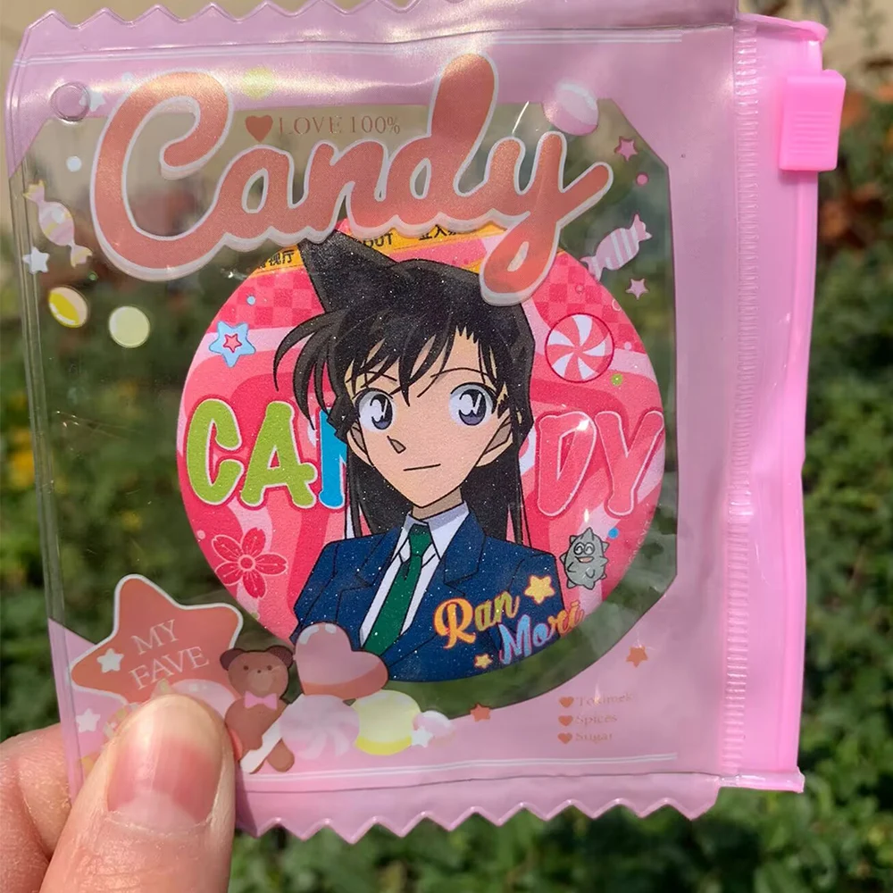 Anime detetive conan cosplay emblema bonito mouri ran kudo shinichi broche acessórios dos desenhos animados broche pino mochila adereços