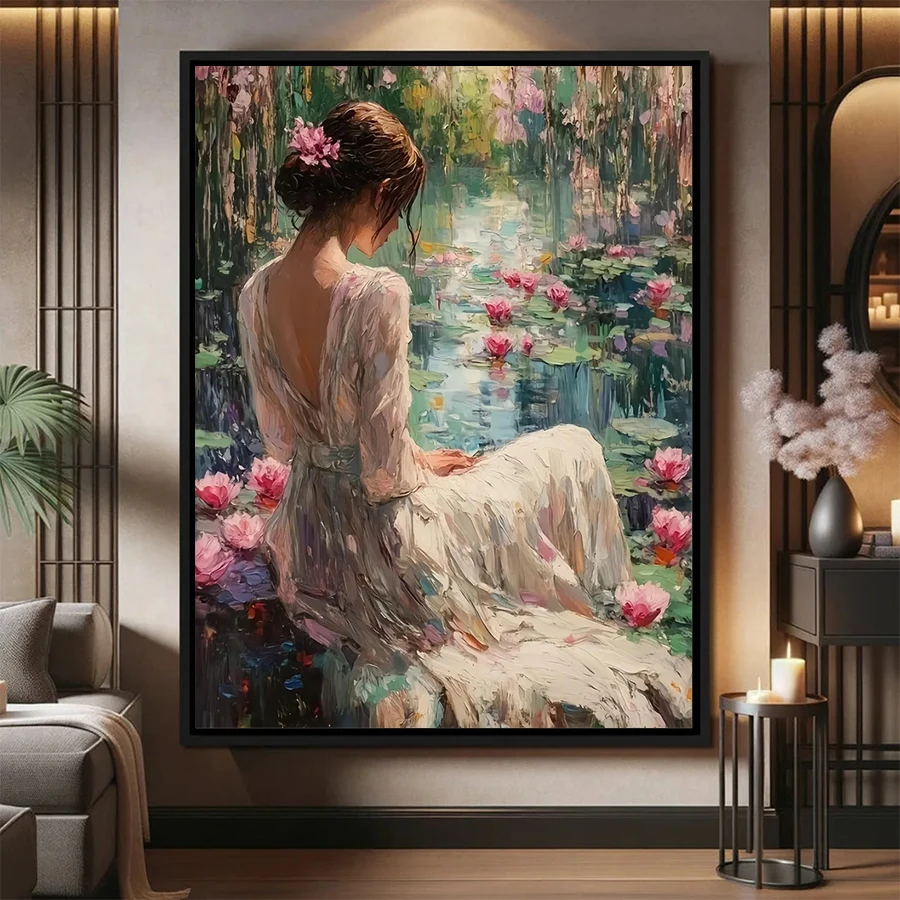 Diamond Diamond Painting Kit New Lotus Leaves Beautiful Woman Cross Stitch Diamond Mosaic Picture Embroidery Adult Decoration Gift - Aliexpress Deal