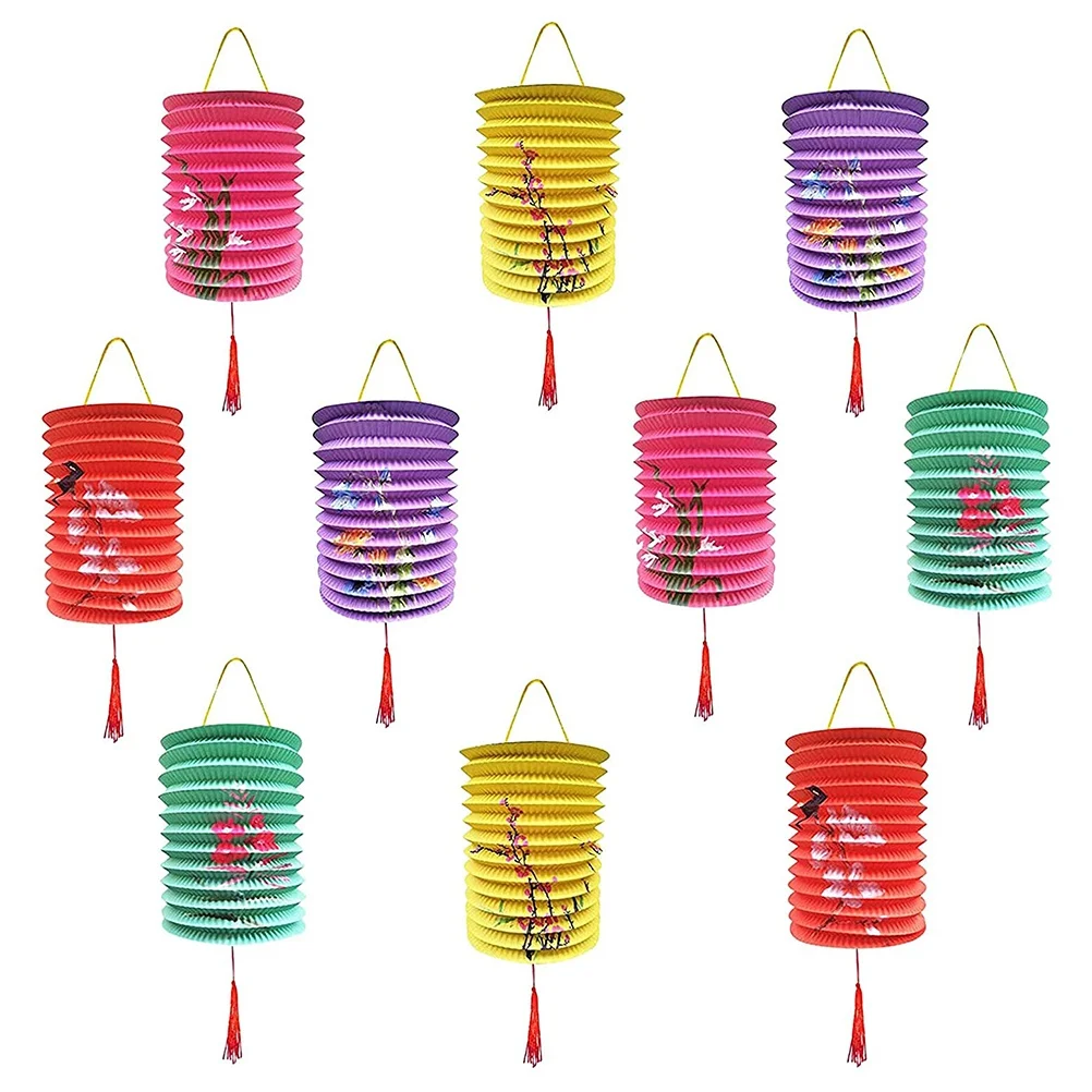 10 Pcs Paper Lanterns Colorful Holiday Hanging Lantern Chinese Japanese Paper Hanging Decorations Festival Party Decor