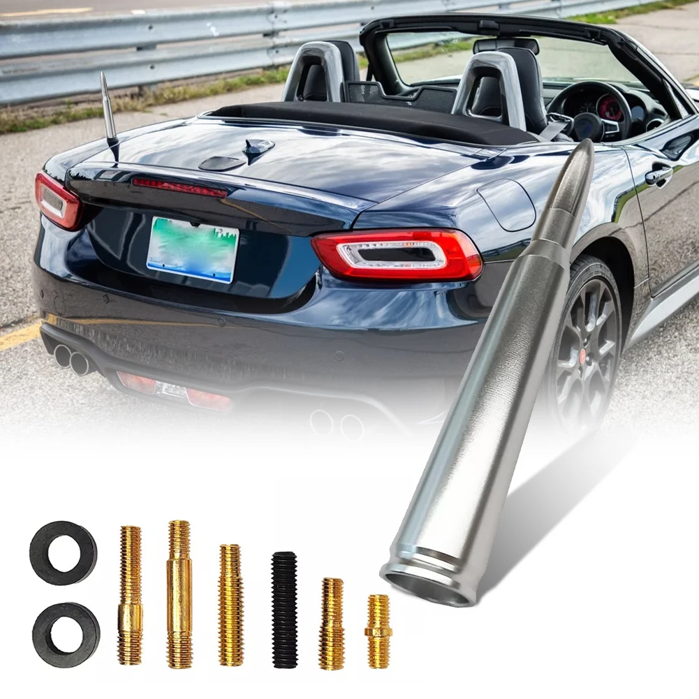 Aluminum Car FM Antenna Mast 50 Cal Caliber Bullet For Fiat Abarth 124 2017 2018 2019 2021 2022 Exterior Styling Accessories