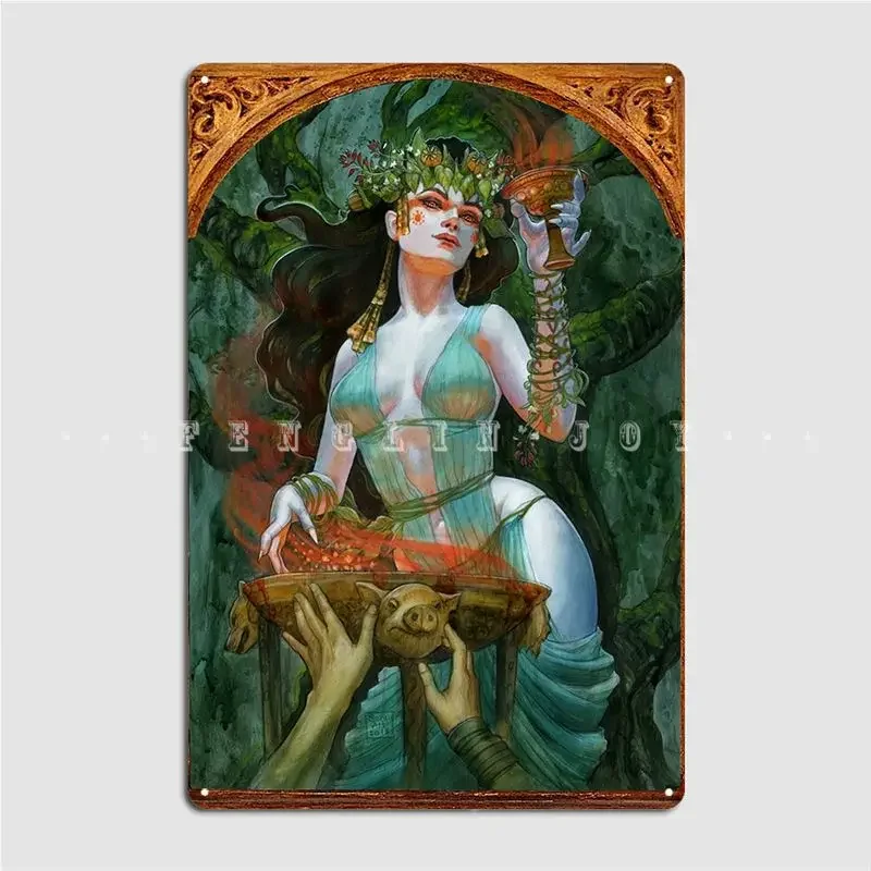 Circe Goddess Of Enchantments Metal Sign Wall Plaque Wall Mural Garage Club Customize Tin Sign Poster