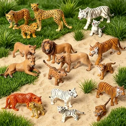 Gerçekçi hayvanat bahçesi hayvanlar aslan, kaplan, çita, panter figürler yavru plastik Safari hayvanlar şekil kek Toppers oyuncak hediye çocuk için