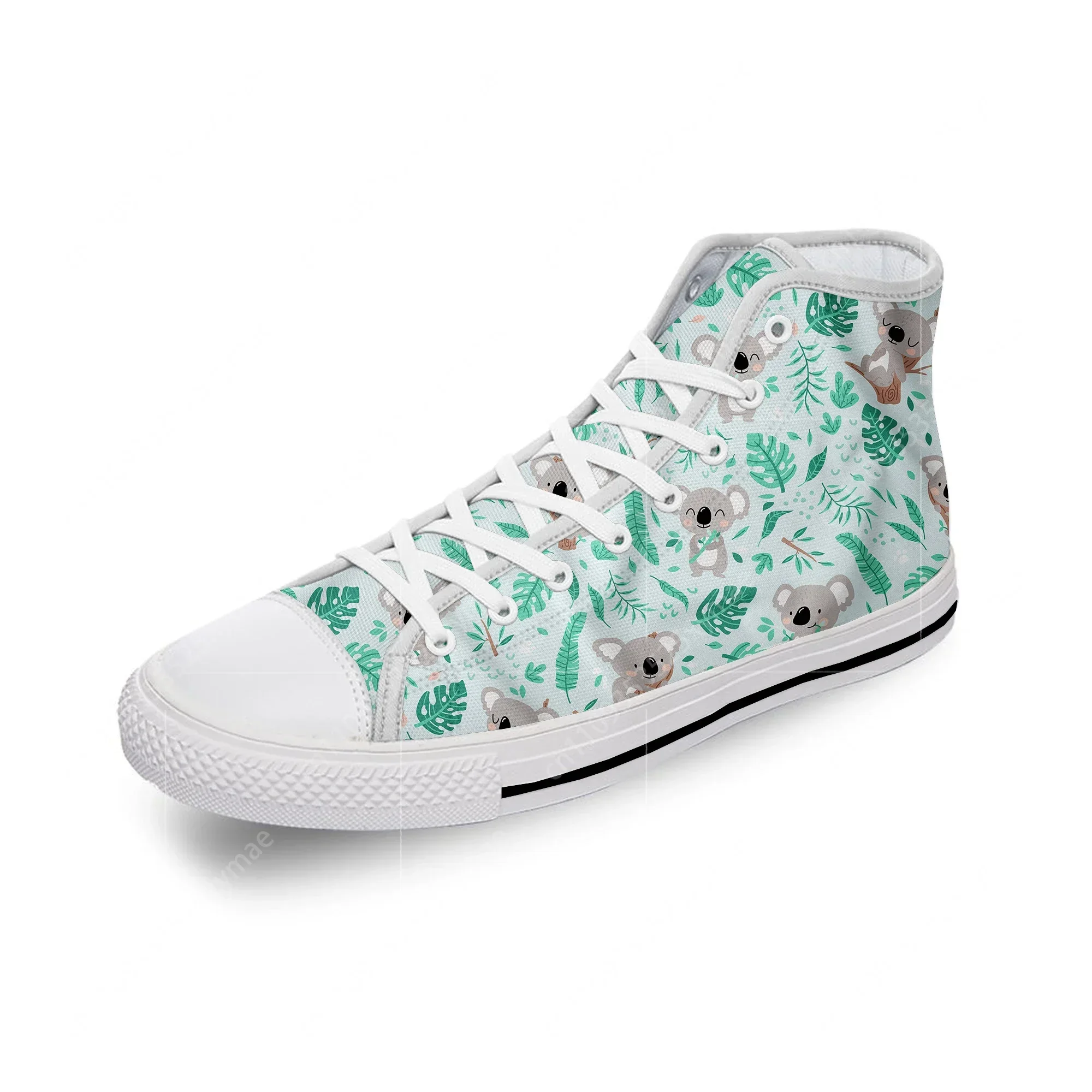 

Koala Cute Funny Kawaii Cartoon White Cloth Fashion 3D Print High Top Canvas Shoes Men Women Lightweight Breathable Sneakers
