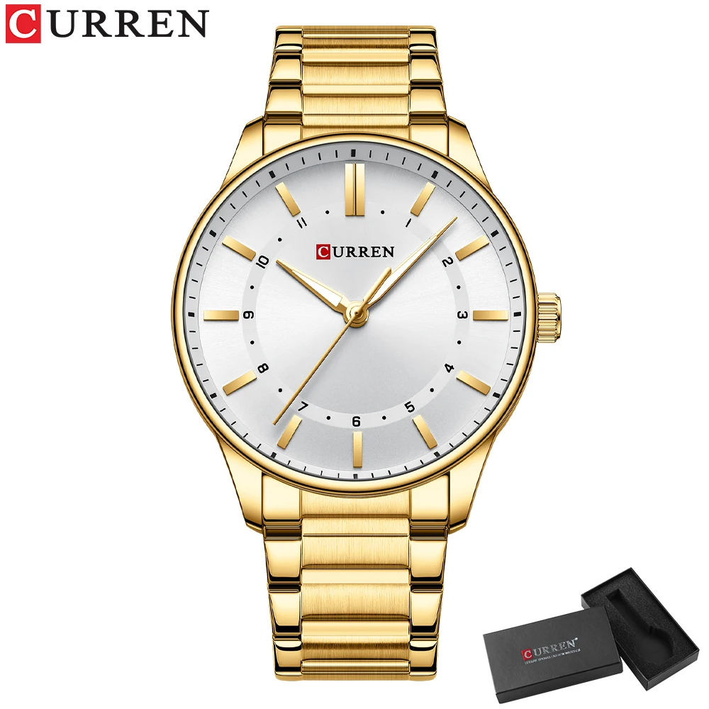 CURREN Casual Quarzuhren Männer Luxusmarke Edelstahlband Einfache Business Quarz Armbanduhren